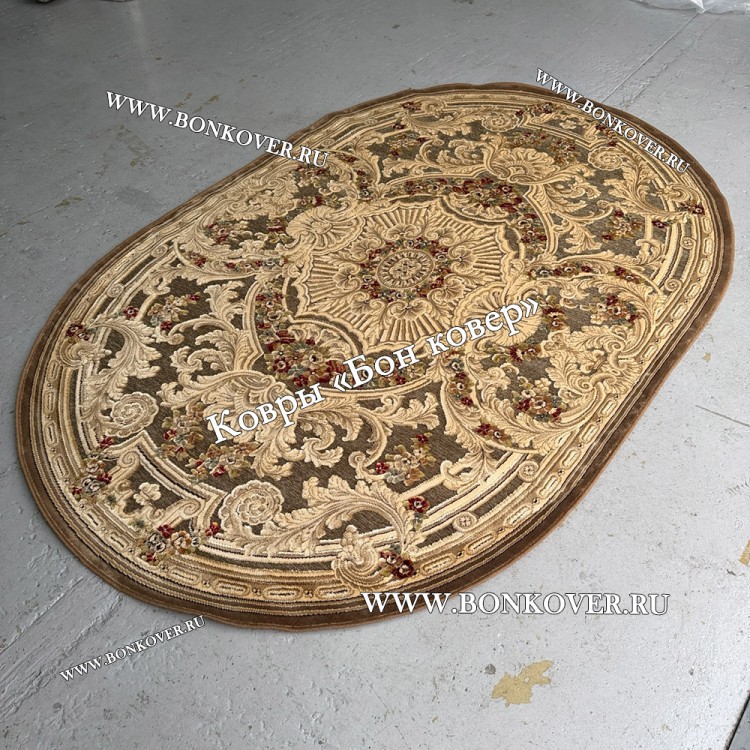 Тонкий Ковер из Вискозы Медальон Дизайн 22273 Овал