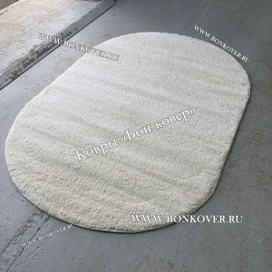 Белый Овальный Ковер С Длинным Ворсом