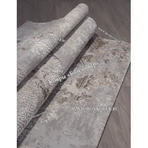 Абстрактный ковер дизайн 79 коричневый с серым